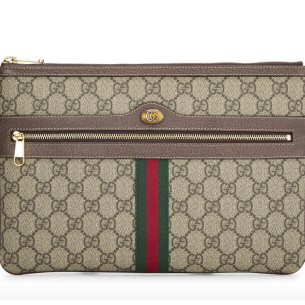 Gucci Beige and Brown Monogram Clutch